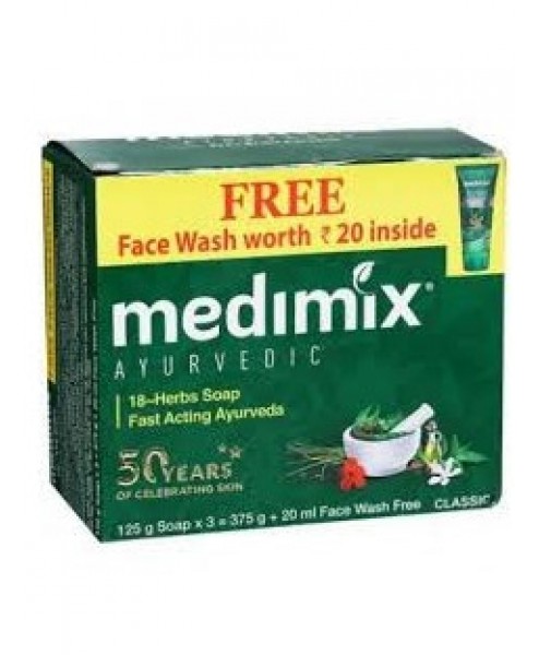Medimix Ayurvedic Soap 3 X 125gm (Free 20ml Medimix Face Wash)
